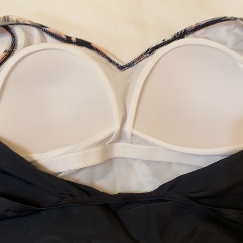 Bawdy Pink & Black Tropical One Piece Swimsuit, 1X - Picture 4 of 5